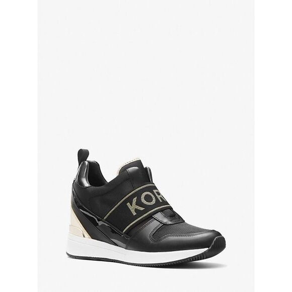 Michael Kors Black Maven Zig Zag Nylon Slip-On Trainer NEW $175, Size 7.5 - Picture 1 of 9